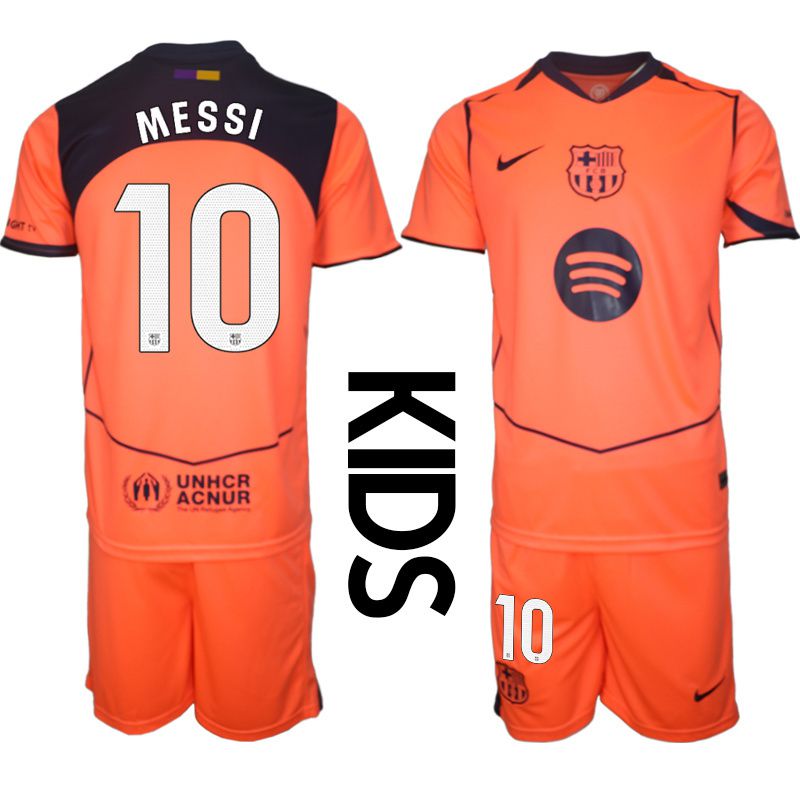 Youth 2025-2026 Club Barcelona away orange #10 Soccer Jersey4